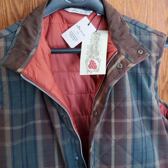 Peter Millar Crown men's Large full-zip waxed tartan vest - Picture 5 of 8